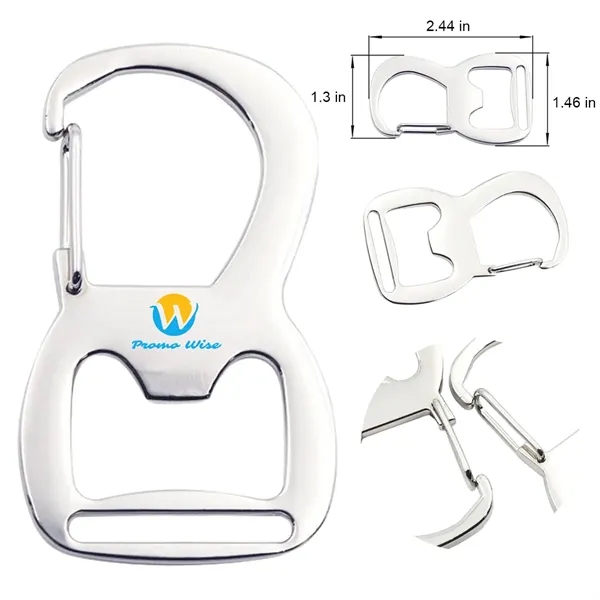 Self-Locking Zinc Alloy Bottle Opener Carabiner Keychain - Self-Locking Zinc Alloy Bottle Opener Carabiner Keychain - Image 0 of 5