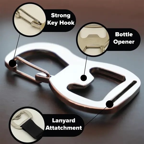 Self-Locking Zinc Alloy Bottle Opener Carabiner Keychain - Self-Locking Zinc Alloy Bottle Opener Carabiner Keychain - Image 1 of 5