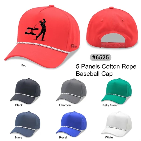 5 Panel High Profile AFrame Golf Cap w/Rope - 5 Panel High Profile AFrame Golf Cap w/Rope - Image 0 of 8