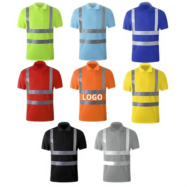 High-Visibility Polo Shirts With Reflective Strips - High-Visibility Polo Shirts With Reflective Strips - Image 0 of 12