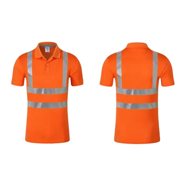 High-Visibility Polo Shirts With Reflective Strips - High-Visibility Polo Shirts With Reflective Strips - Image 1 of 12
