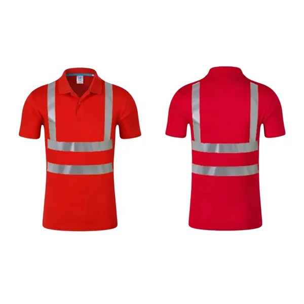 High-Visibility Polo Shirts With Reflective Strips - High-Visibility Polo Shirts With Reflective Strips - Image 6 of 12