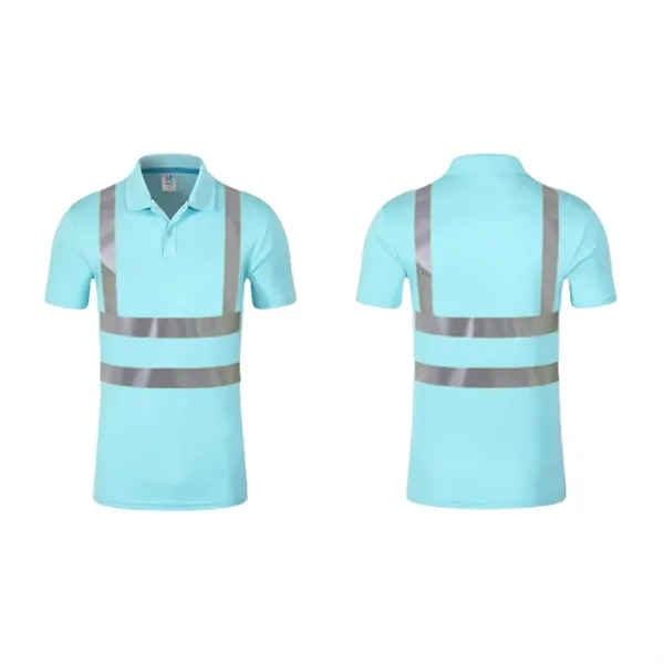 High-Visibility Polo Shirts With Reflective Strips - High-Visibility Polo Shirts With Reflective Strips - Image 10 of 12