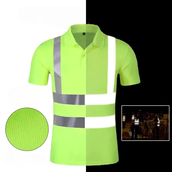 High-Visibility Polo Shirts With Reflective Strips - High-Visibility Polo Shirts With Reflective Strips - Image 12 of 12