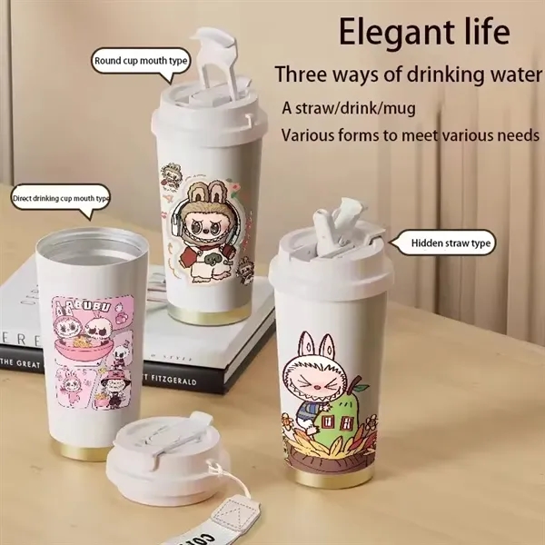 20oz Cute Labubu Travel Coffee Mug with Straw Lid - 20oz Cute Labubu Travel Coffee Mug with Straw Lid - Image 4 of 21