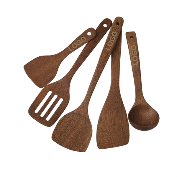 Elegant 5-piece Wooden Kitchen Utensil Set - Elegant 5-piece Wooden Kitchen Utensil Set - Image 0 of 5