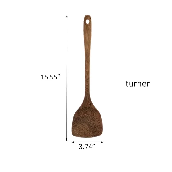 Elegant 5-piece Wooden Kitchen Utensil Set - Elegant 5-piece Wooden Kitchen Utensil Set - Image 2 of 5