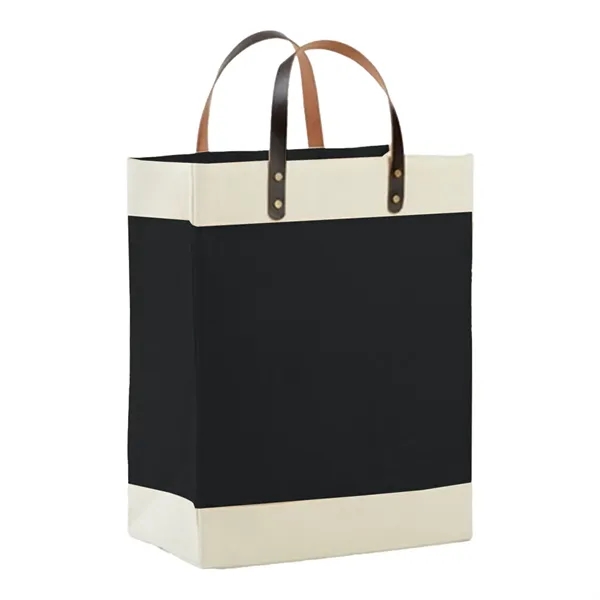 Laminated Jute Tote Bag with Cotton Accents and Leather Hand - Laminated Jute Tote Bag with Cotton Accents and Leather Hand - Image 2 of 3