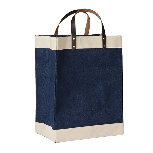 Laminated Jute Tote Bag with Cotton Accents and Leather Hand - Laminated Jute Tote Bag with Cotton Accents and Leather Hand - Image 3 of 3