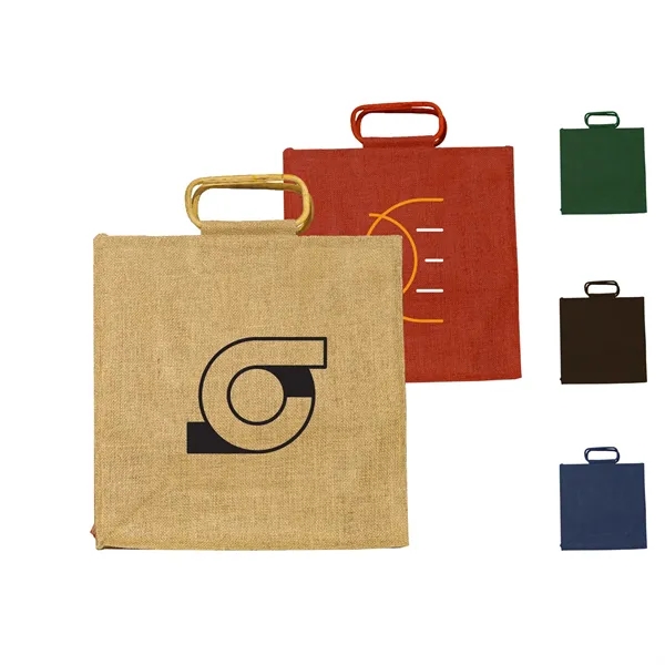 All Natural Jute Bag With Cane Handles - All Natural Jute Bag With Cane Handles - Image 0 of 5