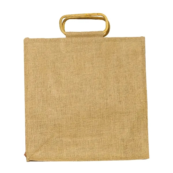 All Natural Jute Bag With Cane Handles - All Natural Jute Bag With Cane Handles - Image 3 of 5