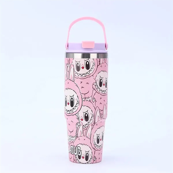 30oz Cartoon Labubu Car Cup with Flip Straw and Handle - 30oz Cartoon Labubu Car Cup with Flip Straw and Handle - Image 5 of 16