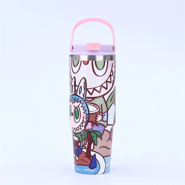 30oz Cartoon Labubu Car Cup with Flip Straw and Handle - 30oz Cartoon Labubu Car Cup with Flip Straw and Handle - Image 9 of 16