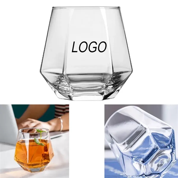 12oz Hexagonal Diamond-Shaped Stylish Glass Cup - 12oz Hexagonal Diamond-Shaped Stylish Glass Cup - Image 0 of 1