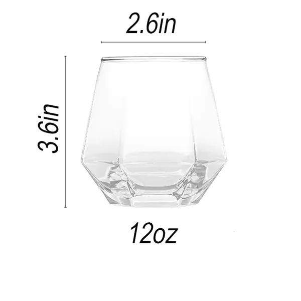 12oz Hexagonal Diamond-Shaped Stylish Glass Cup - 12oz Hexagonal Diamond-Shaped Stylish Glass Cup - Image 1 of 1