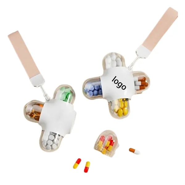 Compact Cross Capsule Four-Compartment Pill Organizer - Compact Cross Capsule Four-Compartment Pill Organizer - Image 0 of 2