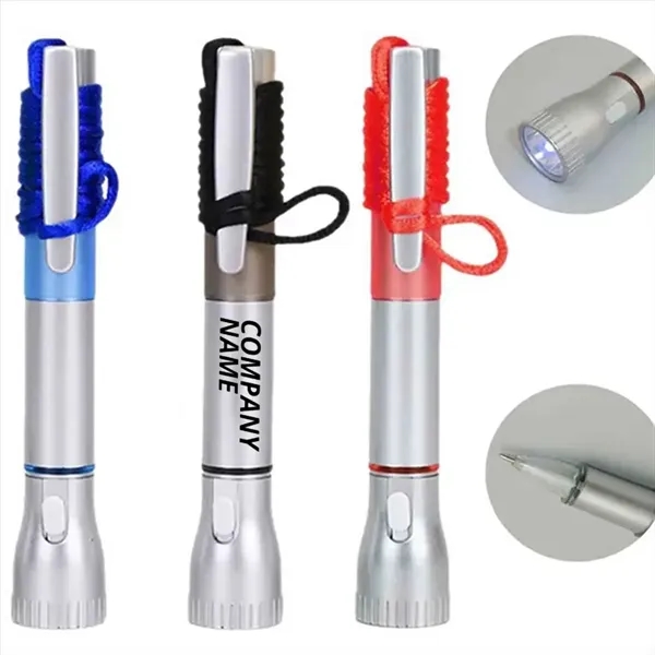 LED Flashlight Pen with Clip and Lanyard - LED Flashlight Pen with Clip and Lanyard - Image 0 of 3