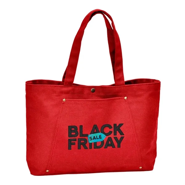 Rivet Tote with Embroidery - Rivet Tote with Embroidery - Image 0 of 4