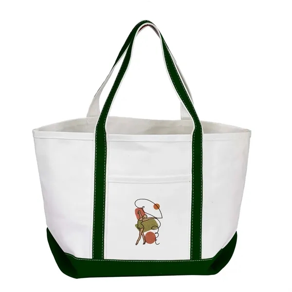 Open Canvas Boat Bag with Embroidery - Open Canvas Boat Bag with Embroidery - Image 0 of 8