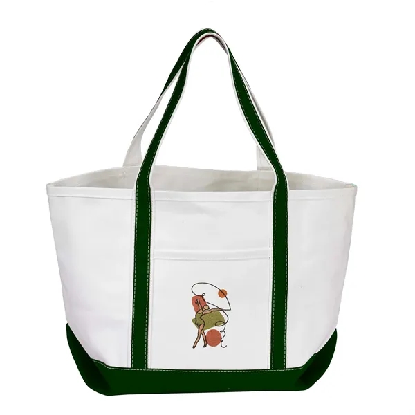 Open Canvas Boat Bag with Embroidery - Open Canvas Boat Bag with Embroidery - Image 3 of 8