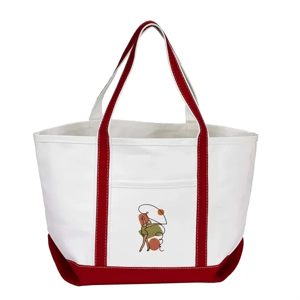 Open Canvas Boat Bag with Embroidery - Open Canvas Boat Bag with Embroidery - Image 4 of 8