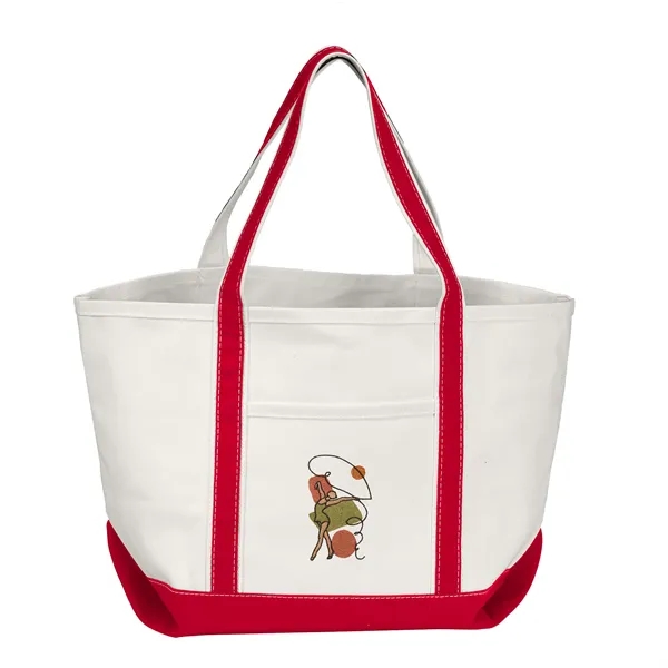 Open Canvas Boat Bag with Embroidery - Open Canvas Boat Bag with Embroidery - Image 6 of 8