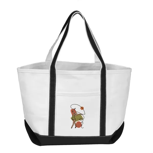 Open Canvas Boat Bag with Embroidery - Open Canvas Boat Bag with Embroidery - Image 7 of 8