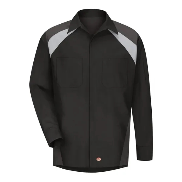 Custom Red Kap Men's Tall Long Sleeve Tri-Color Shop Shirt