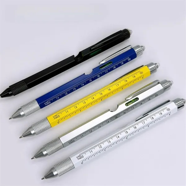 9-in-1 Metal Multi-Tool Pen with LED Light & Stylus - 9-in-1 Metal Multi-Tool Pen with LED Light & Stylus - Image 4 of 9