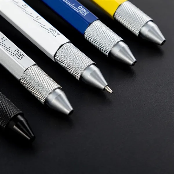9-in-1 Metal Multi-Tool Pen with LED Light & Stylus - 9-in-1 Metal Multi-Tool Pen with LED Light & Stylus - Image 5 of 9