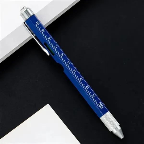 9-in-1 Metal Multi-Tool Pen with LED Light & Stylus - 9-in-1 Metal Multi-Tool Pen with LED Light & Stylus - Image 7 of 9