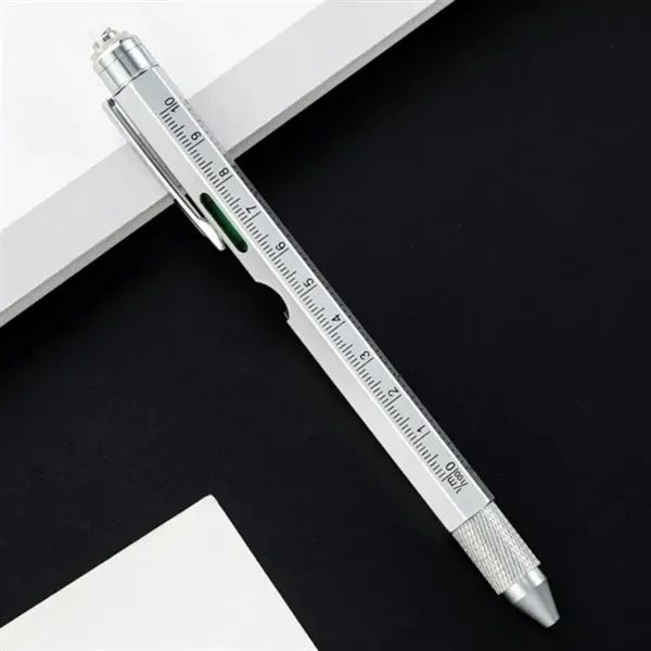 9-in-1 Metal Multi-Tool Pen with LED Light & Stylus - 9-in-1 Metal Multi-Tool Pen with LED Light & Stylus - Image 8 of 9