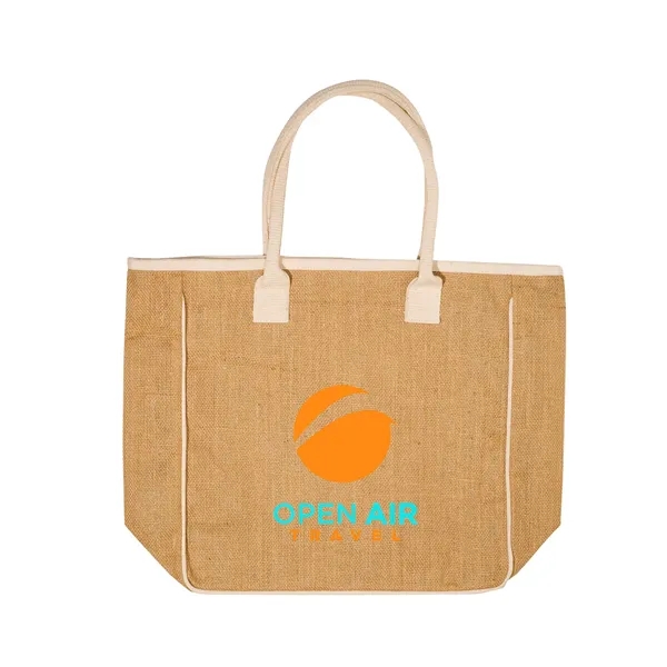 Seville Jute & Canvas Tote Bag - Seville Jute & Canvas Tote Bag - Image 6 of 9