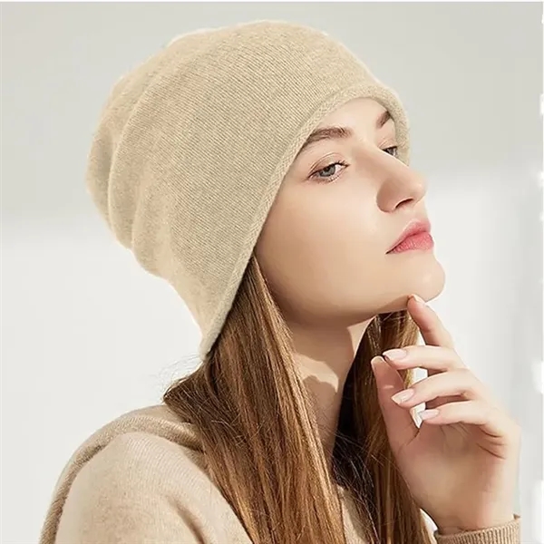 Soft Warm Cashmere Slouchy Knit Hat - Soft Warm Cashmere Slouchy Knit Hat - Image 3 of 4
