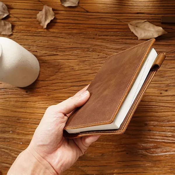 A6 Leather Notebook with Pen Holder Refillable Inner - A6 Leather Notebook with Pen Holder Refillable Inner - Image 6 of 12
