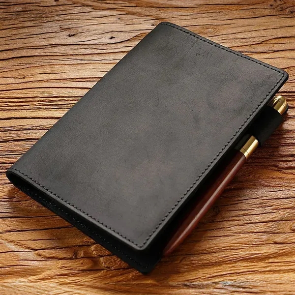 A6 Leather Notebook with Pen Holder Refillable Inner - A6 Leather Notebook with Pen Holder Refillable Inner - Image 4 of 12