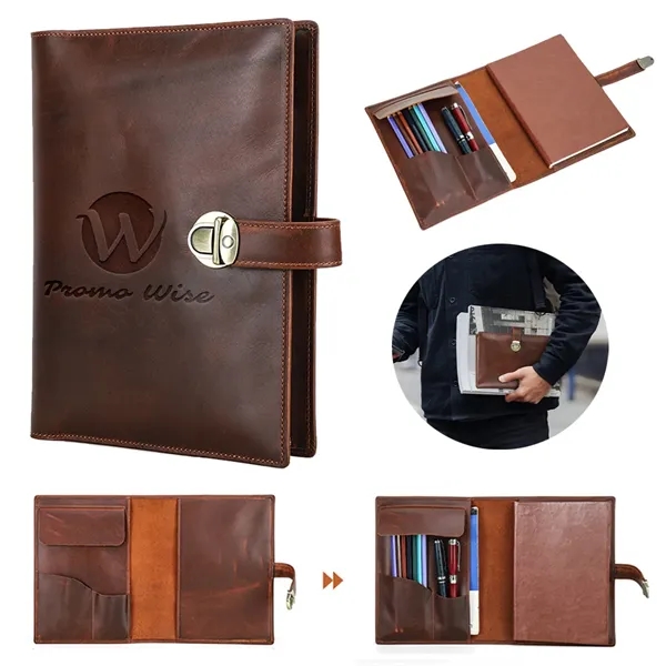 Vintage Universal Leather Notebook Cover with Card Pockets - Vintage Universal Leather Notebook Cover with Card Pockets - Image 0 of 6