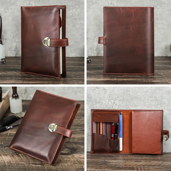 Vintage Universal Leather Notebook Cover with Card Pockets - Vintage Universal Leather Notebook Cover with Card Pockets - Image 4 of 6