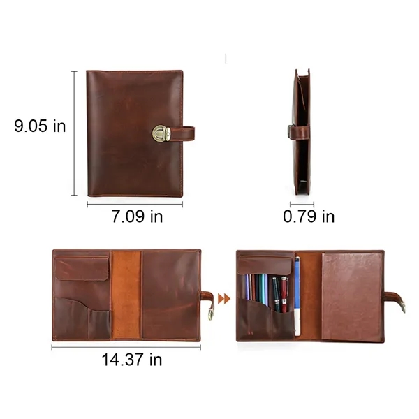 Vintage Universal Leather Notebook Cover with Card Pockets - Vintage Universal Leather Notebook Cover with Card Pockets - Image 5 of 6