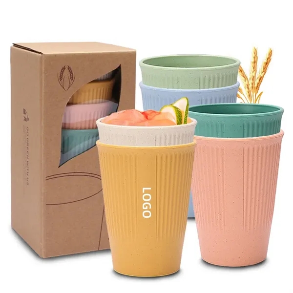 12oz Eco-Friendly Wheat Straw Stripe Water Cup - 12oz Eco-Friendly Wheat Straw Stripe Water Cup - Image 0 of 4
