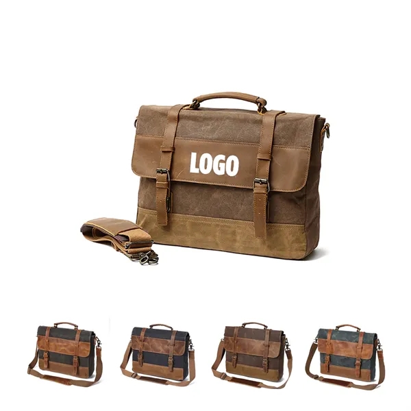 Canvas Leather Computer Laptop Bag - Canvas Leather Computer Laptop Bag - Image 0 of 1