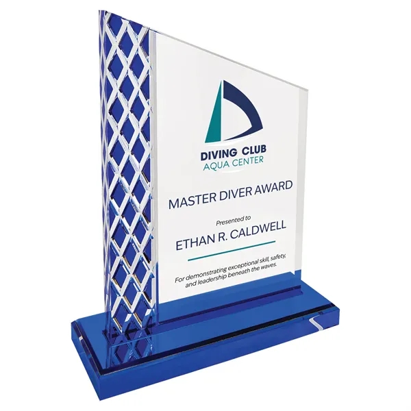 7" Blue Unite Diamond Ice Acrylic Award - 7" Blue Unite Diamond Ice Acrylic Award - Image 2 of 2