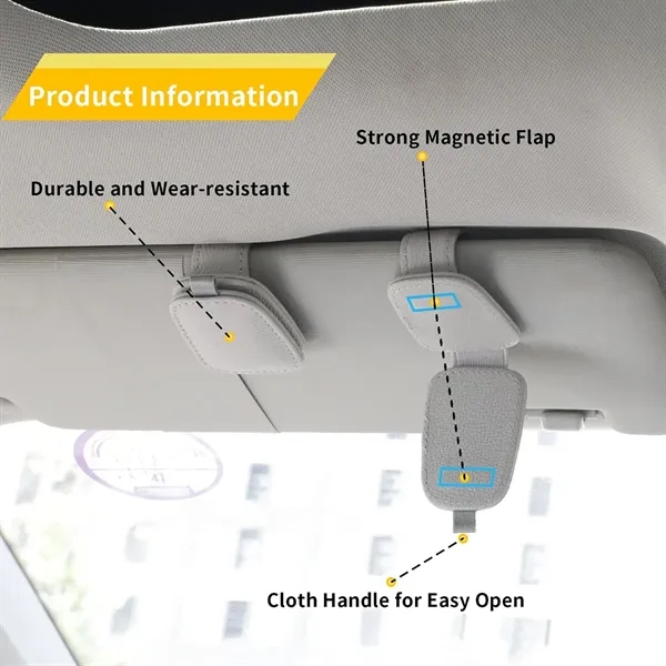 Sunglass Holder for Car Magnetic Leather Sunglasses Holder - Sunglass Holder for Car Magnetic Leather Sunglasses Holder - Image 3 of 4