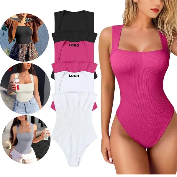 Custom Women's Sexy Ribbed Sleeveless Bodysuit - Custom Women's Sexy Ribbed Sleeveless Bodysuit - Image 0 of 18