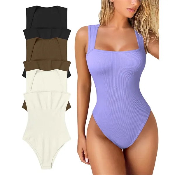 Custom Women's Sexy Ribbed Sleeveless Bodysuit - Custom Women's Sexy Ribbed Sleeveless Bodysuit - Image 2 of 18