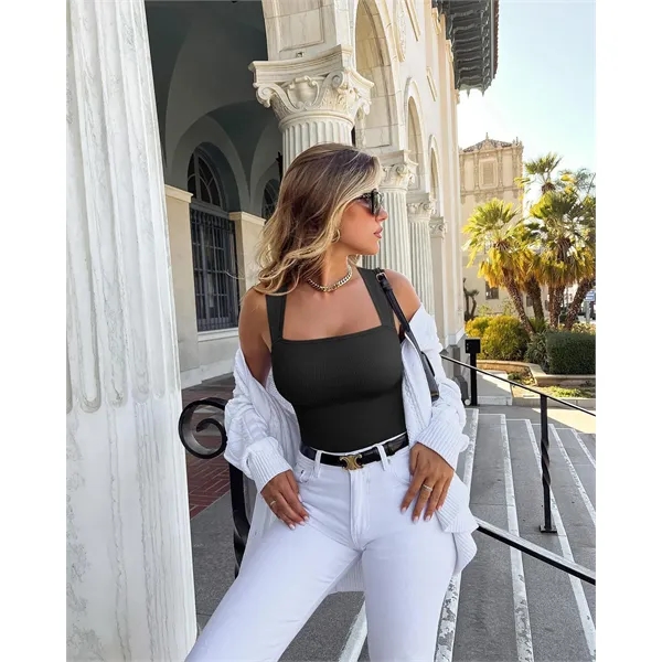 Custom Women's Sexy Ribbed Sleeveless Bodysuit - Custom Women's Sexy Ribbed Sleeveless Bodysuit - Image 8 of 18