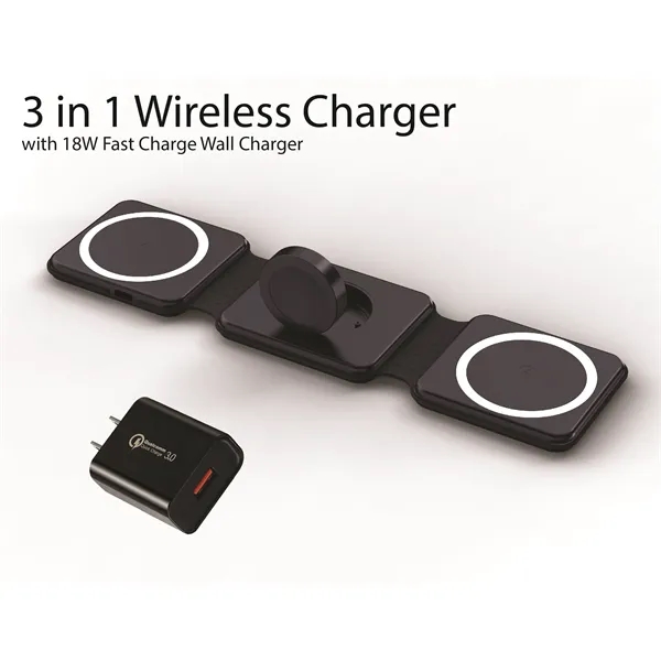 3-1 Foldable Magnetic Wireless Charger + 18W Wall C - 3-1 Foldable Magnetic Wireless Charger + 18W Wall C - Image 0 of 10