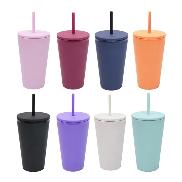 16oz. Reusable Tumbler Water Bottle with Straw and Lid - 16oz. Reusable Tumbler Water Bottle with Straw and Lid - Image 2 of 5