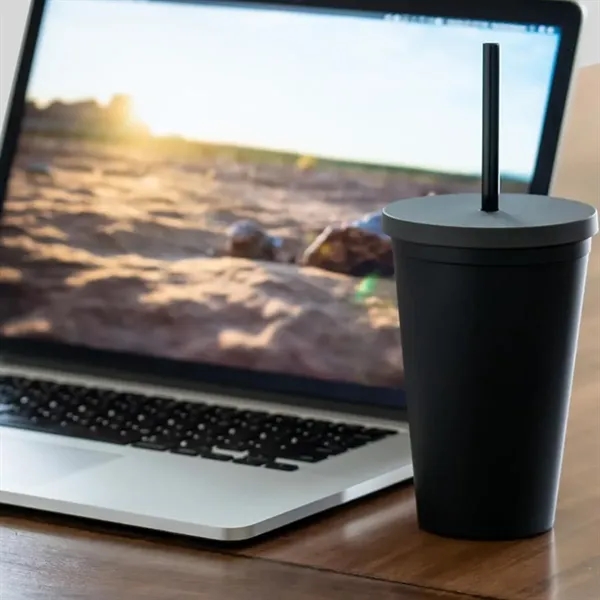 16oz. Reusable Tumbler Water Bottle with Straw and Lid - 16oz. Reusable Tumbler Water Bottle with Straw and Lid - Image 4 of 5