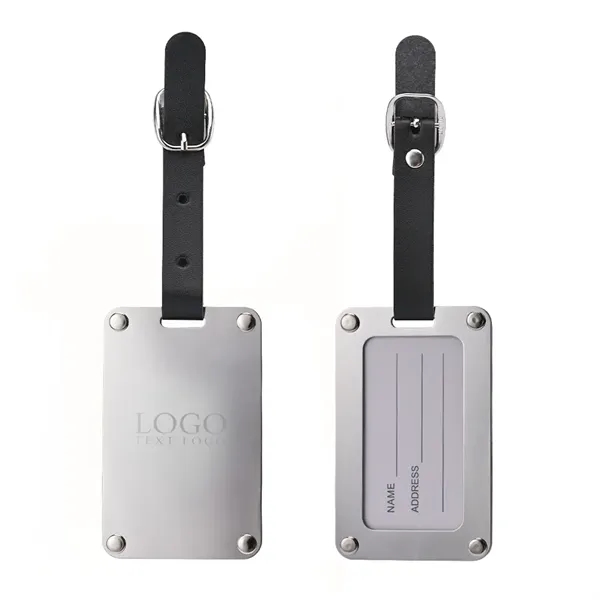 Leather Strap Stainless Steel Luggage Tag - Leather Strap Stainless Steel Luggage Tag - Image 1 of 4